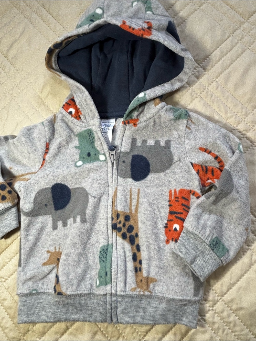 Carter's Just One You 9M Hooded Zip Jacket with Animal Ptints